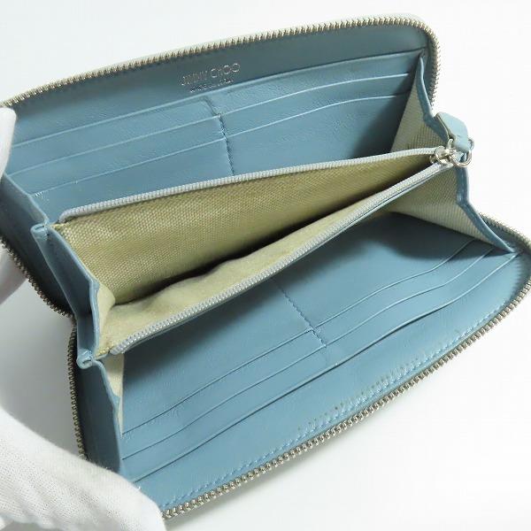 実際に弊社で買取させて頂いた JIMMY CHOO/ジミーチュウ フィリパ レザー スタースタッズ ラウンドファスナー 長財布 ウォレットの画像 3枚目