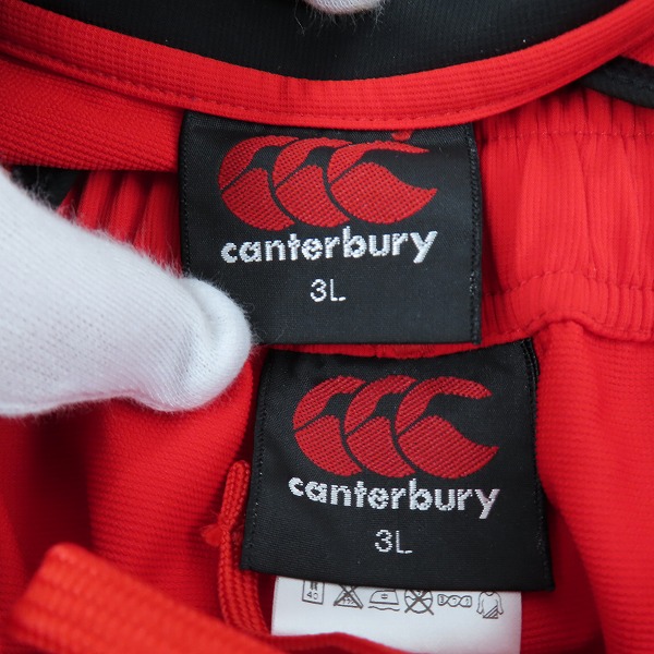 実際に弊社で買取させて頂いたCANTERBURY/カンタベリー BRAVE LUPUS/東芝ブレイブルーパス トラックジャケット/パンツ セットアップ/レッド/3Lの画像 3枚目