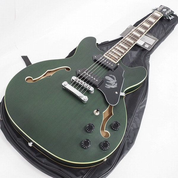 実際に弊社で買取させて頂いた★【美品】Grote Guitar/グロート GRWB-YGGR-P90 Satin Green セミアコ 335タイプ エレキギター ソフトケース付