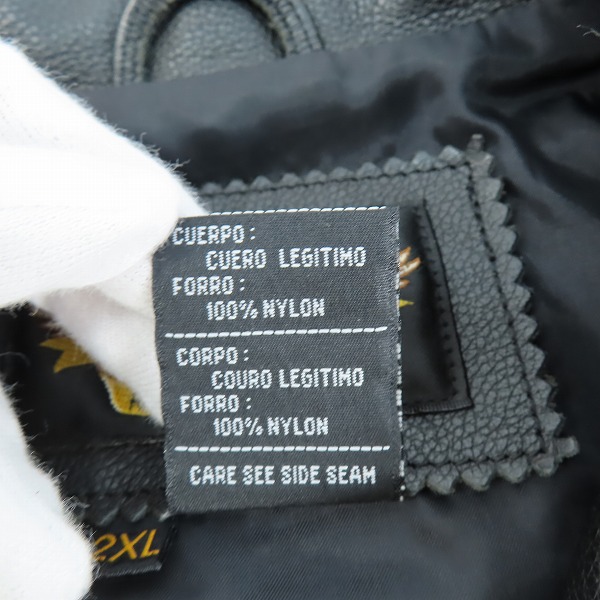 実際に弊社で買取させて頂いたHarley-Davidson/ハーレーダビッドソン レザー ダブルライダースジャケット/2XLの画像 3枚目