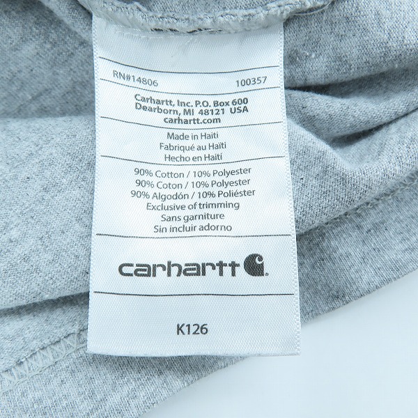 実際に弊社で買取させて頂いたCarhartt/カーハート 胸ポケット 長袖Tシャツ グレー K126 /Sの画像 4枚目