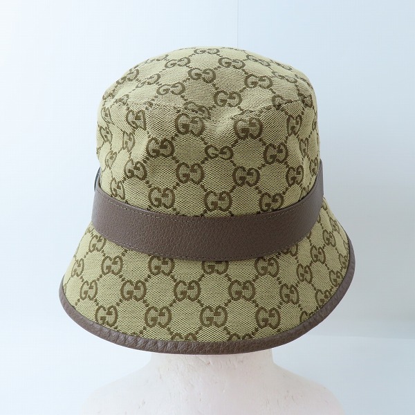 実際に弊社で買取させて頂いた【JPタグ】GUCCI/グッチ GGキャンバス 576587 4HG62 フェドラハット/Lの画像 3枚目