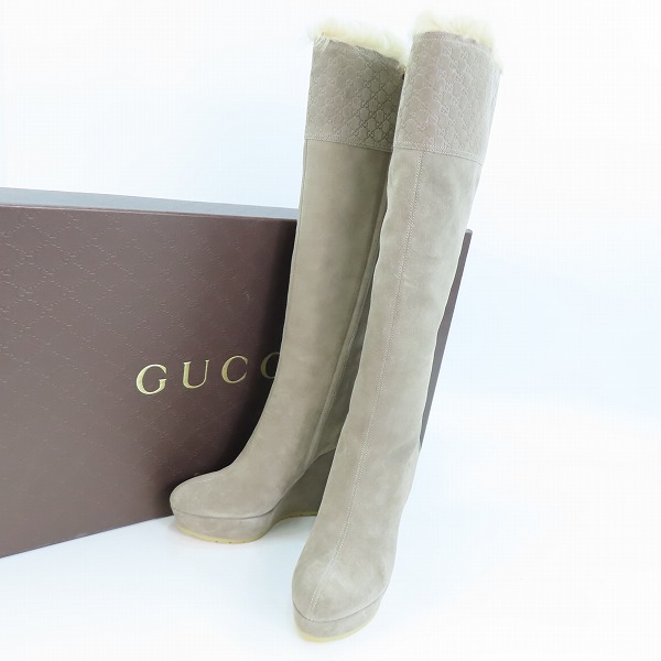 実際に弊社で買取させて頂いたGUCCI/グッチ ロングブーツ スエード 296265/37