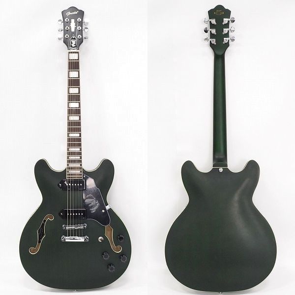 実際に弊社で買取させて頂いた★【美品】Grote Guitar/グロート GRWB-YGGR-P90 Satin Green セミアコ 335タイプ エレキギター ソフトケース付の画像 2枚目