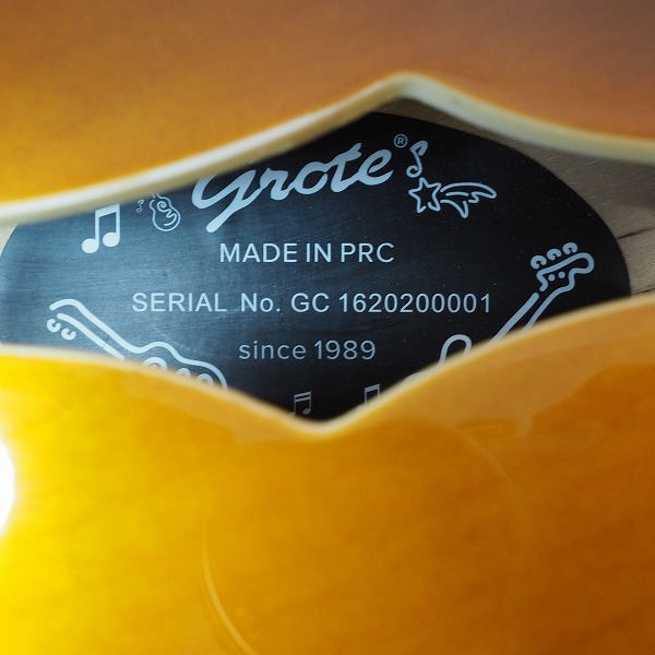実際に弊社で買取させて頂いた★【美品】Grote Guitar/グロート GRWB-VS35 Vintage Sunburst セミアコ 335タイプ エレキギター ソフトケース付の画像 5枚目