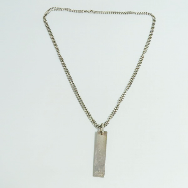 実際に弊社で買取させて頂いたGUCCI/グッチ Wチェーンペンダントネックレス 刻印ロゴバープレート/ダブルボールチェーン 09840 925SV 0006の画像 1枚目