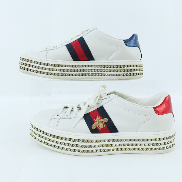 実際に弊社で買取させて頂いたGUCCI/グッチ シェリーライン  クリスタルスニーカー 505995/37.5の画像 3枚目