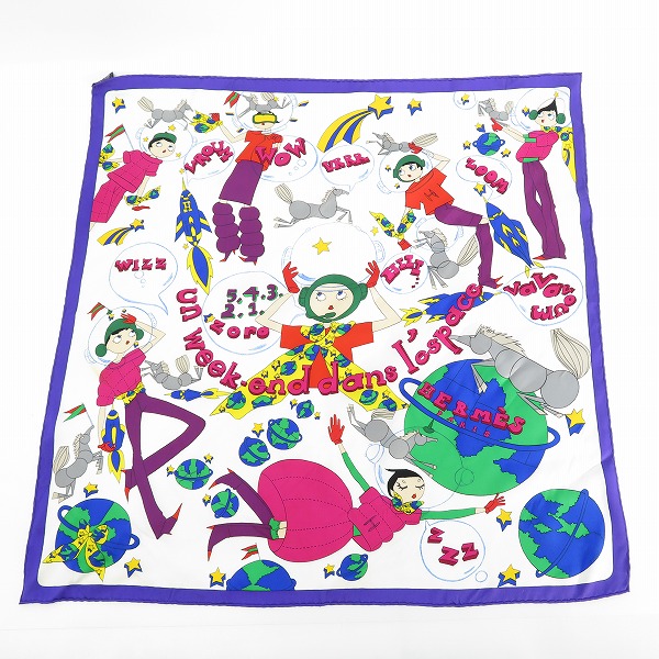 実際に弊社で買取させて頂いたHERMES/エルメス カレ70 Un Week-End dans l'Espace 気ままな週末 スカーフ/ストール