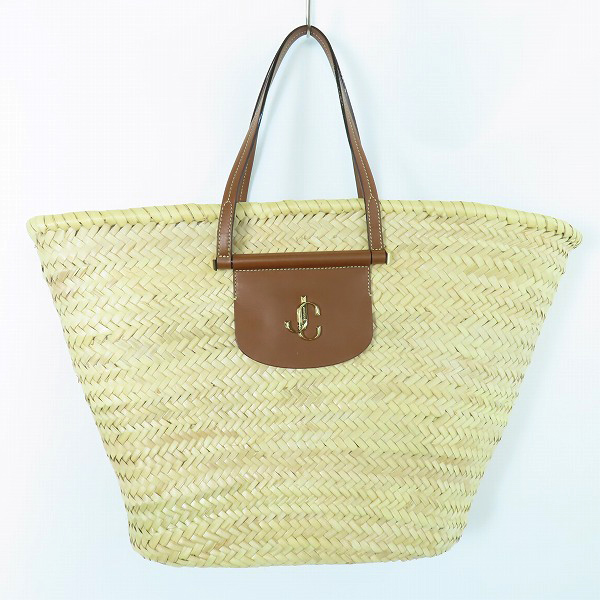 実際に弊社で買取させて頂いたJimmy Choo/ジミーチュウ MACY TOTE/メイシー トート レザー×ラフィア かごバッグ