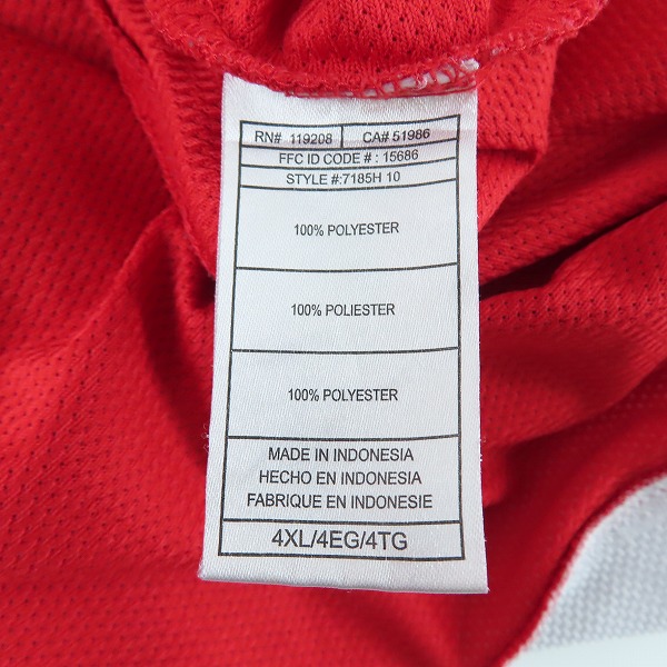 実際に弊社で買取させて頂いたReebok NHL DETROIT RED WINGS/デトロイトレッドウイングス ゲームシャツ ホッケーシャツ /4XLの画像 4枚目