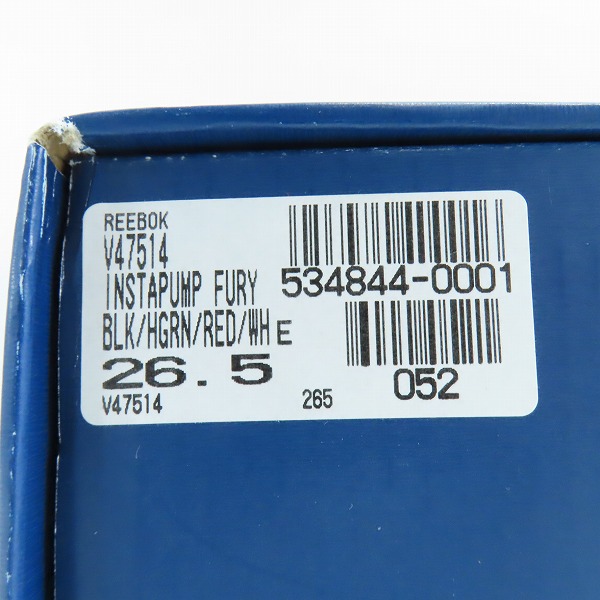 実際に弊社で買取させて頂いたReebok/リーボック INSTA PUMP FURY/インスタポンプフューリー 20周年限定 復刻 スニーカー V47514/26.5の画像 8枚目