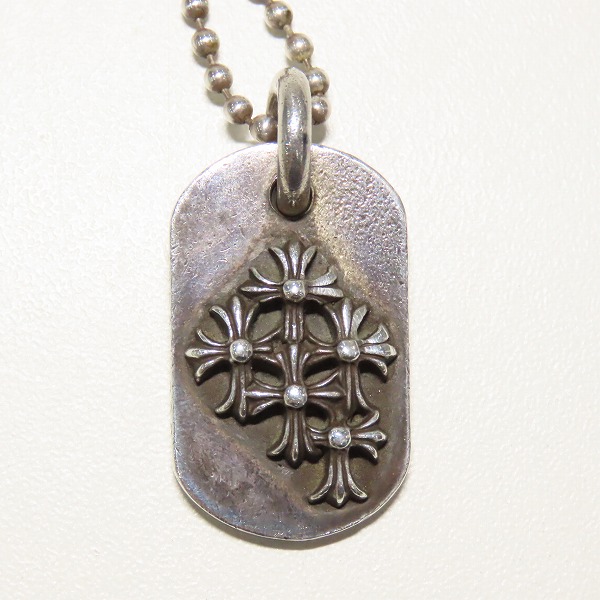 実際に弊社で買取させて頂いた【購入証明書付き】CHROME HEARTS/クロムハーツ Raised Cemetery ドッグタグ スモール 純正ボールチェーン付きの画像 1枚目