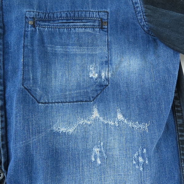 実際に弊社で買取させて頂いたDIESEL/ディーゼル DIESEL D-LARRY ブリーチ/ダメージ加工 長袖シャツ/Sの画像 7枚目
