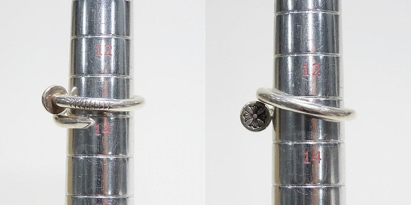 実際に弊社で買取させて頂いたCHROME HEARTS/クロムハーツ ネイルリング フラット CHプラス 13-14号の画像 9枚目