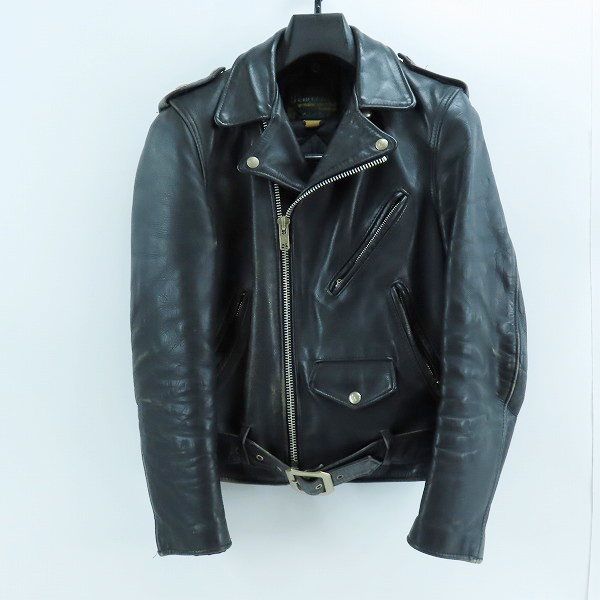 実際に弊社で買取させて頂いたPERFECT by SCHOTT BROS/ショット 復刻 ワンスター ダブルライダースジャケット サボテンタグ ブラック