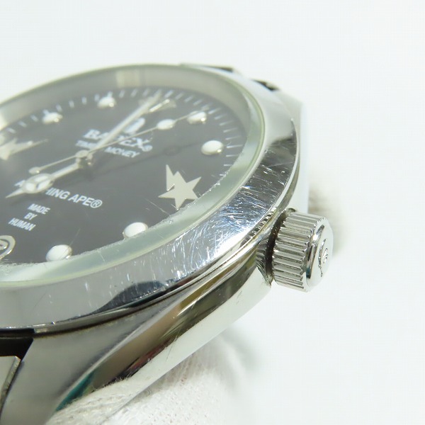 実際に弊社で買取させて頂いたBAPEX by A BATHING APE/ベイペックス アベイシングエイプ 黒文字盤 腕時計の画像 7枚目