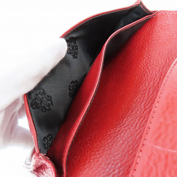 実際に弊社で買取させて頂いたCHROME HEARTS/クロムハーツ シングルフォールド ロングウォレット/長財布 チップスコーナー レッドの画像 5枚目