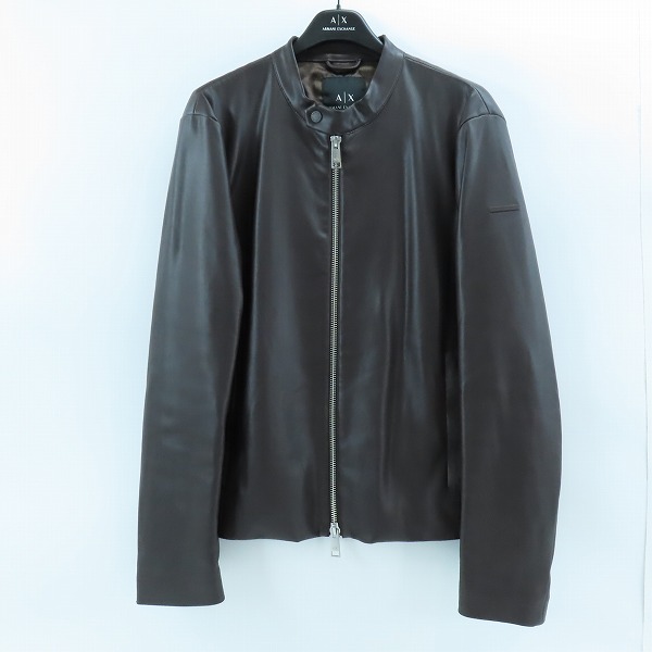 実際に弊社で買取させて頂いたARMANI EXCHANGE/アルマーニエクスチェンジ エコレザー シングルライダースジャケット 8NZB08 ZNAAZ/M