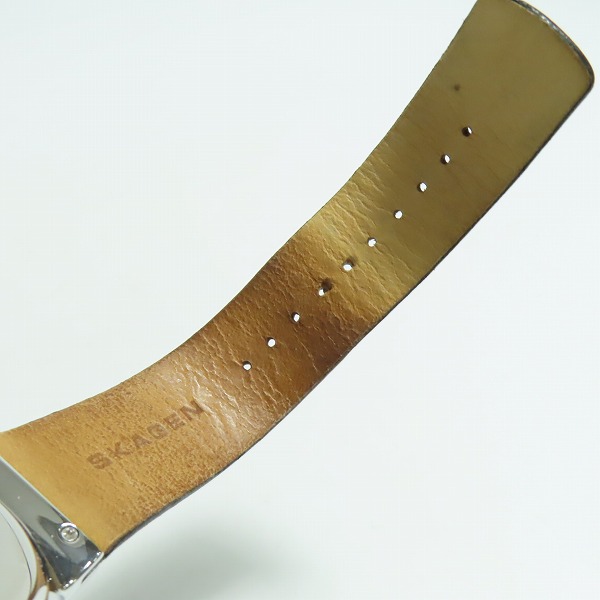 実際に弊社で買取させて頂いたSKAGEN DENMARK/スカーゲン 腕時計 クォーツ クロノグラフ SS レザーベルト SKW6105【動作未確認】の画像 6枚目