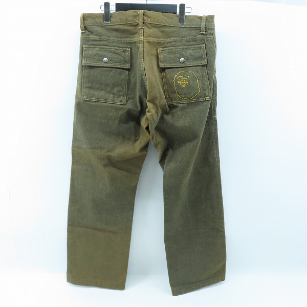 実際に弊社で買取させて頂いたA BATHING APE/アベイシングエイプ 刺繍 デニムパンツ/Lの画像 1枚目