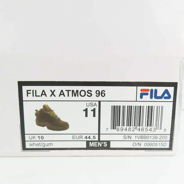 実際に弊社で買取させて頂いたatmos×FILA/アトモス×フィラ FILA96/WHEAT/GUM ハイカットスニーカー 1VB90139-200/US11の画像 9枚目