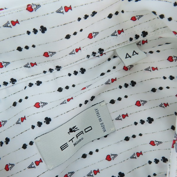 実際に弊社で買取させて頂いた【未使用】ETRO/エトロ トランプ柄 長袖シャツ 212-1Z601-4729/44の画像 2枚目