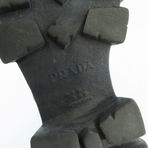 実際に弊社で買取させて頂いたPRADA/プラダ モノリス ポーチ付きレザーコンバットブーツ 2UE007/8.5の画像 6枚目