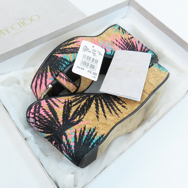 実際に弊社で買取させて頂いたJIMMY CHOO/ジミーチュウ コルク ステッチ ヒールサンダル PERFUME/37の画像 8枚目