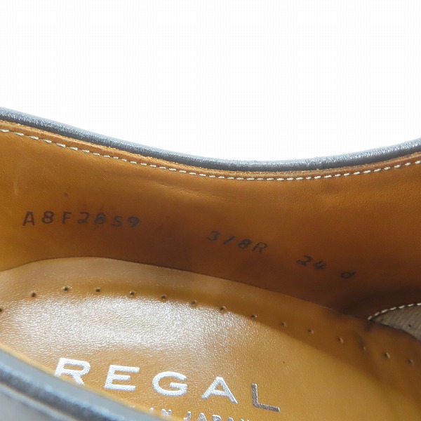 実際に弊社で買取させて頂いたREGAL/リーガル スワールトゥ レザー ビジネスシューズ ブラック 318R/24の画像 5枚目