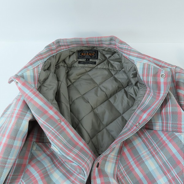 実際に弊社で買取させて頂いたBEAMS PLUS/ビームスプラス シャンブレーチェック オープンカラー キルト シャツブルゾン 38-18-0389-791/Mの画像 5枚目