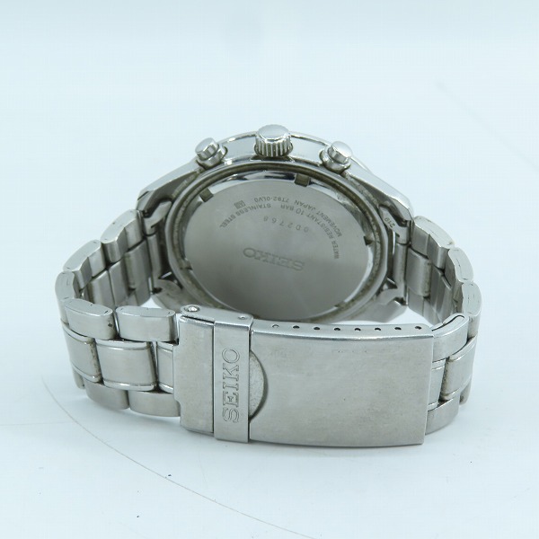 実際に弊社で買取させて頂いたSEIKO/セイコー クロノグラフ ステンレスベゼル/黒文字盤 クォーツ腕時計 7T92-0LV0 【動作未確認】の画像 2枚目