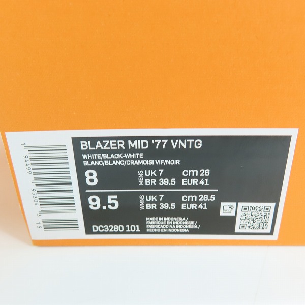 実際に弊社で買取させて頂いた【未使用】NIKE/ナイキ BLAZER MID '77 VNTG HAVE A GOOD GAME/ブレーザー ミッド 77 ヴィンテージ DC3280-101/26の画像 9枚目