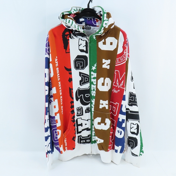 実際に弊社で買取させて頂いたA BATHING APE/アベイシングエイプ  FANS SCARF FULL ZIP HOODIE/総柄 フルジップフーディー/2XL