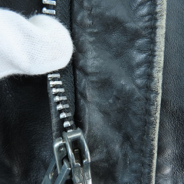 実際に弊社で買取させて頂いたSCHOTT/ショット シングル レザー ライダースジャケット/38の画像 7枚目