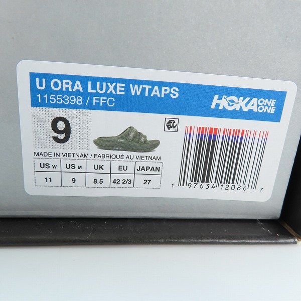 実際に弊社で買取させて頂いた【未使用】WTAPS × HOKA ONEONE/ダブルタップス × ホカ オネオネ Ora Luxe Olive Drab/オラ ラックス 1155398/27の画像 8枚目