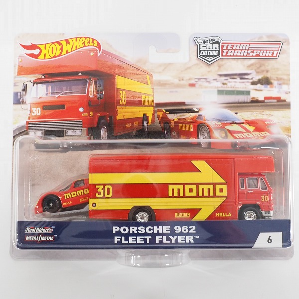 実際に弊社で買取させて頂いた【未開封】Hot Wheels/ホットウィール CAR CULTURE TEAM TRANSPORT PORSCHE 962 FLEET FLYER #6 ミニカー 2点セットの画像 2枚目