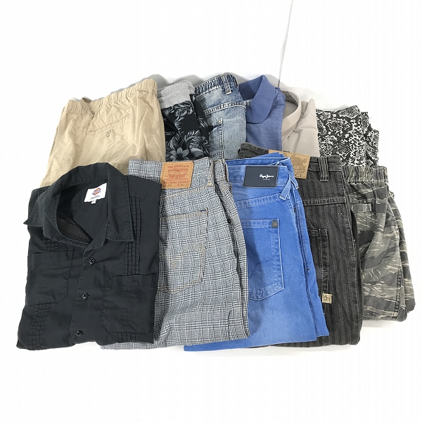 実際に弊社で買取させて頂いた【おまとめ】リーバイス/ペペジーンズ/ディッキーズ 等 デニムパンツ/ハーフパンツ/半袖シャツ 他