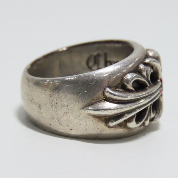 実際に弊社で買取させて頂いたCHROME HEARTS/クロムハーツ フローラルクロス リング ピンクサファイア/14号の画像 5枚目
