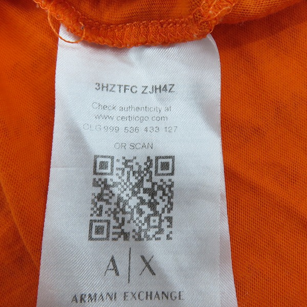 実際に弊社で買取させて頂いたARMANI EXCHANGE/アルマーニエクスチェンジ 半袖Tシャツ 3HZTFC ZJH4Z/Mの画像 3枚目