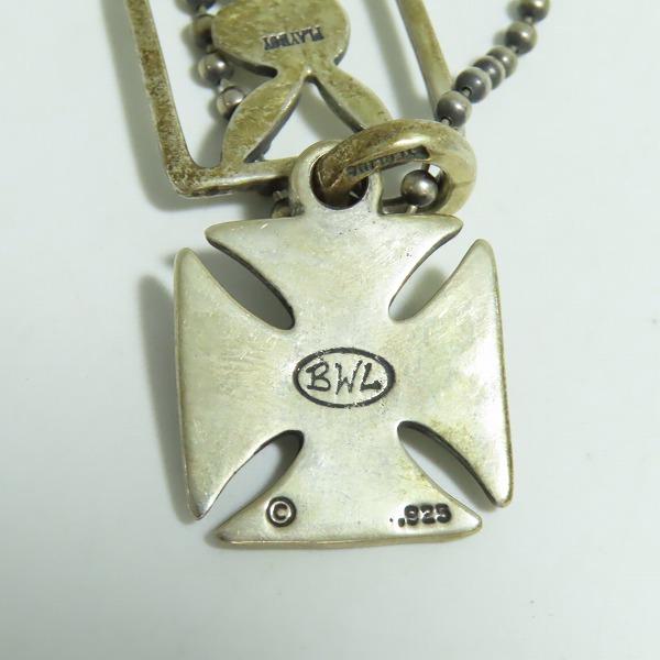実際に弊社で買取させて頂いたBWL×PLAYBOY/ビルウォールレザー×プレイボーイ アイアンクロス/ロゴ ネックレスの画像 2枚目