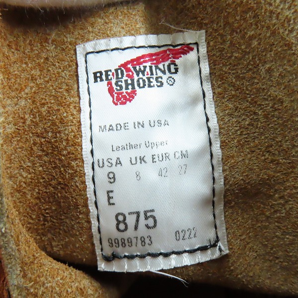 実際に弊社で買取させて頂いたRED WING/レッドウィング 6-inch Classic Moc アイリッシュセッター モックトゥ 875/9Eの画像 5枚目
