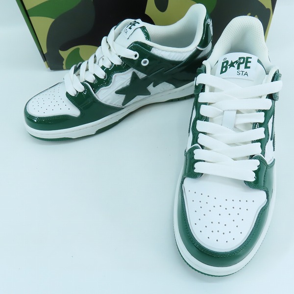 実際に弊社で買取させて頂いたA BATHING APE/アベイジングエイプ BAPE STA/ベイプスタ エナメル ローカットスニーカー MX91003/26
