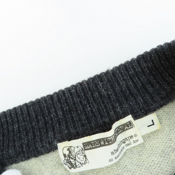 実際に弊社で買取させて頂いたA BATHING APE/アベイシングエイプ MADE WITH GENERAL ワンポイントボーダー柄ニットセーター/Lの画像 5枚目