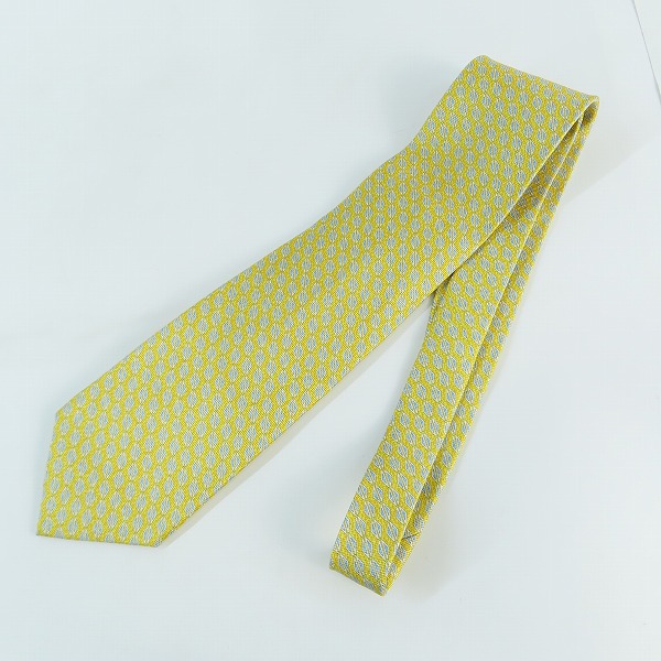 実際に弊社で買取させて頂いたBVLGARI/ブルガリ 総柄 イエロー シルク  ネクタイ