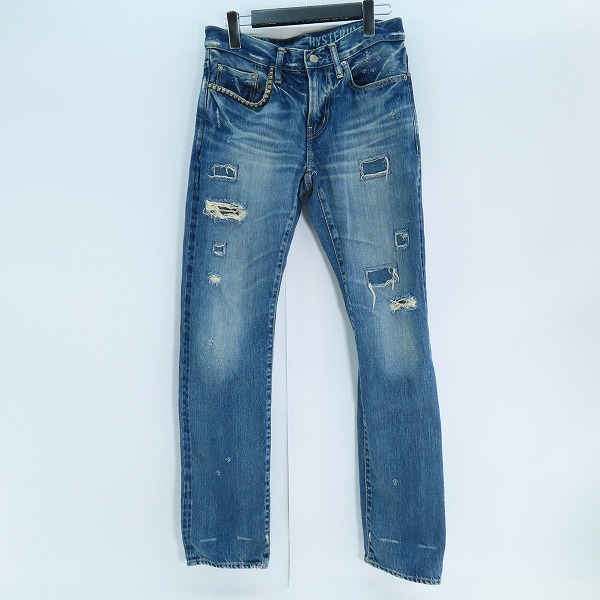 実際に弊社で買取させて頂いたHYSTERIC GLAMOUR/ヒステリックグラマー スタッズ ダメージ加工 デニムパンツ 02201AP15/28