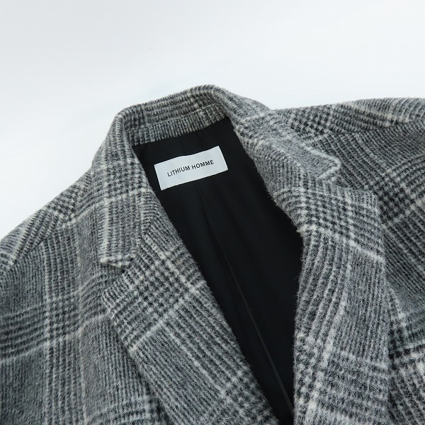 実際に弊社で買取させて頂いたlithium homme/リチウムオム チェック コート　LH19-5230/46の画像 6枚目