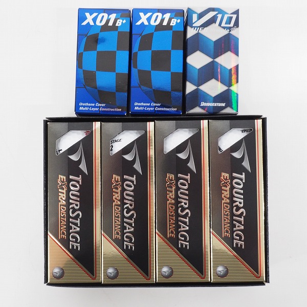 実際に弊社で買取させて頂いた【未使用/オウンネーム】ブリヂストン TOURSTAGE/ツアーステージ EXTRA DISTANCE,X01 B+,V10 ゴルフボール 計18個 