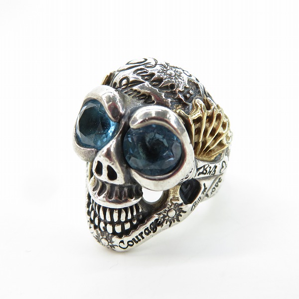 実際に弊社で買取させて頂いたBill Wall Leather/ビルウォールレザー グラフィティマスタースカルリング w/ストーンアイズ w/ゴールドスパイダーウェブ 26号