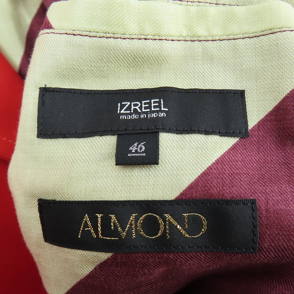 実際に弊社で買取させて頂いたIZREEL×ALMOND/イズリール×アーモンド トレンチコート レッド 46の画像 3枚目