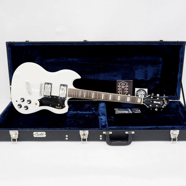 実際に弊社で買取させて頂いた★【美品】Guild/ギルド S-100 Polara White SGタイプ エレキギター ハードケース付